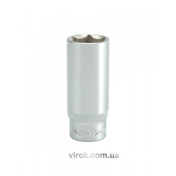 Головка торцева 6-гранна YATO : подовжена, квадрат 1/2", М= 24 мм, L= 76 мм [12/60/120]