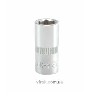 Головка торцева 6-гранна YATO : квадрат 1/4", М= 8 мм, L= 25 мм [24/240/400]