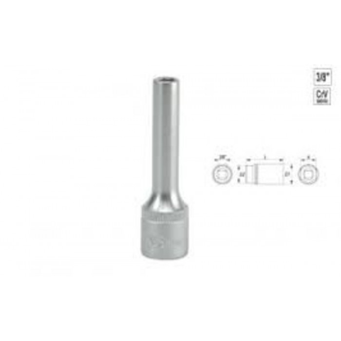 Головка торцева 6-гранна YATO : подовжена, квадрат 3/8", М= 11 мм, L= 63 мм [24/48/96]