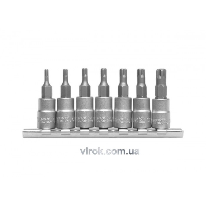 Набір головок YATO : TORX TS10-TS40, квадрат 1/4" торцеві, L= 35 мм. 7 шт. [12/48]