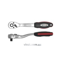 Тріщатка YATO : квадрат 1/4", L= 145 мм, 72T, вигнута ручка [12/24/96]