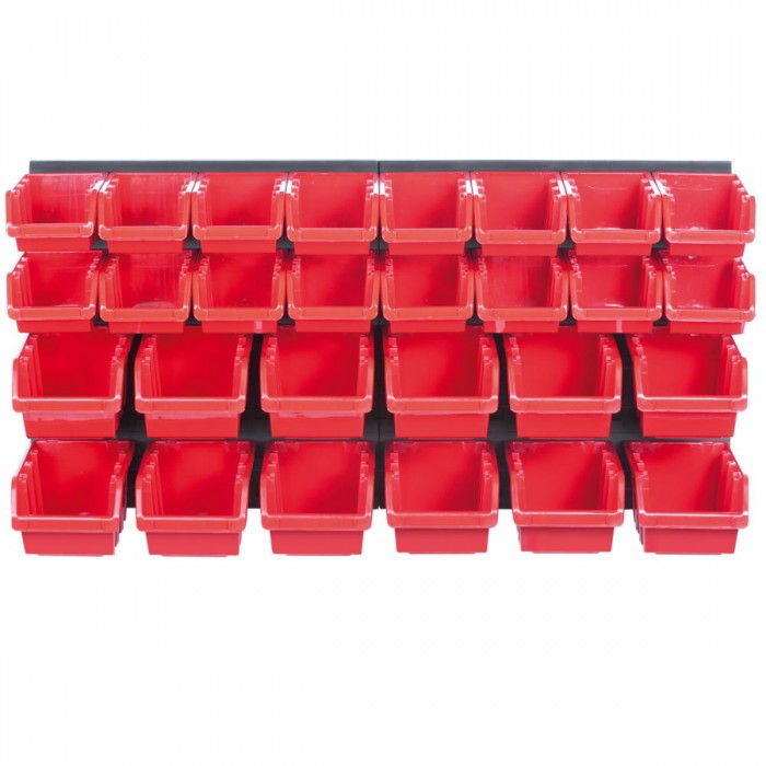 Таблиця перфорована 400х 165х 400 мм з ергобоксами: 70х 100х 155 мм-16 шт, 90х 120х 195 мм - 12 шт.