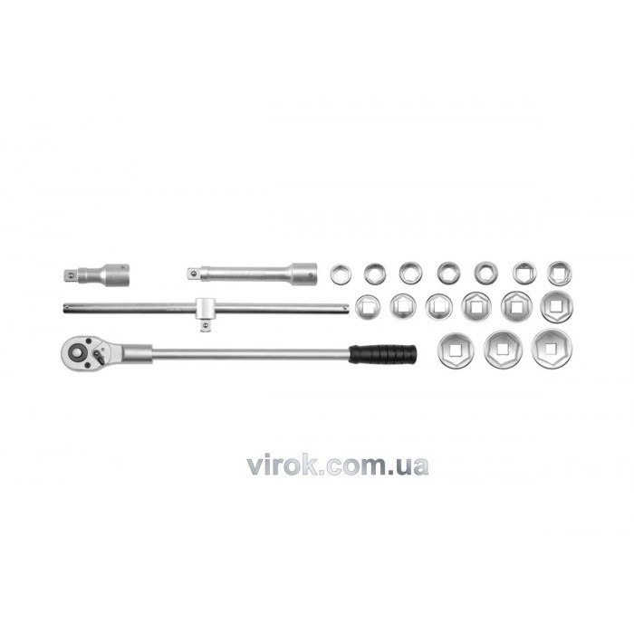 Набір головок торцевих YATO : квадрат 3/4", М=19-50 мм з інструментами, 21 шт. [1/49]