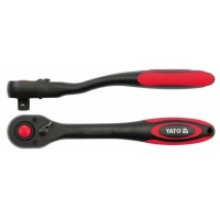 Тріщатка YATO : квадрат 1/4", 72T, L= 144 мм, вигнута ручка покрита пластиком [12/48/96]