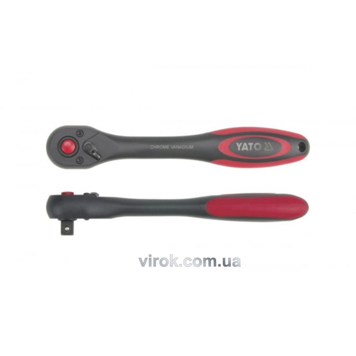 Тріщатка YATO : квадрат 1/2", 72T, L= 257 мм, ручка покрита пластиком [24]