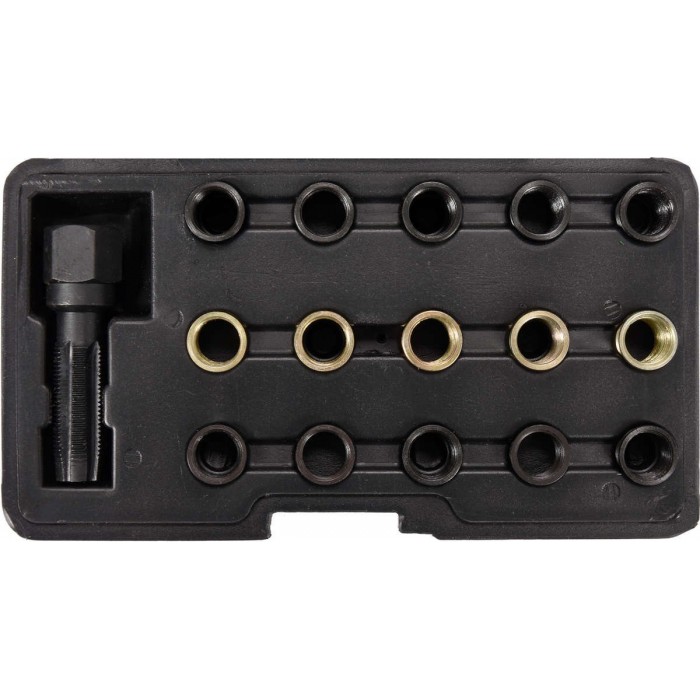 Засоби для ремонту "свічок" запалу YATO: мітчик під головку М16х 1,25 і 15 напрям. втулок, комп. 16е