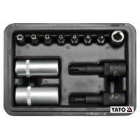 Набір торцевих і викруткових насадок для обслуговування кондиціонерів YATO : 1/4", Cr-V, 12 шт +кейс