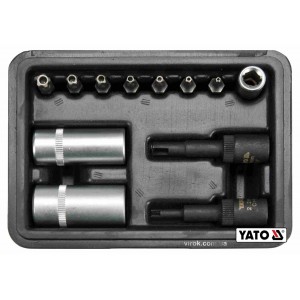 Набір торцевих і викруткових насадок для обслуговування кондиціонерів YATO : 1/4", Cr-V, 12 шт +кейс