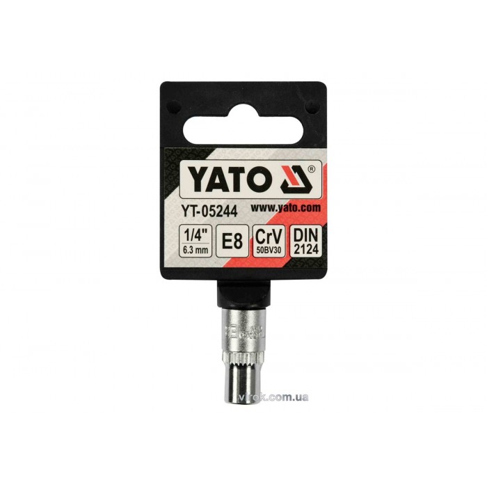 Головка торцева YATO : TORX E8, квадрат 1/2", CrV, DIN 2124 [Блістер] [6/360]