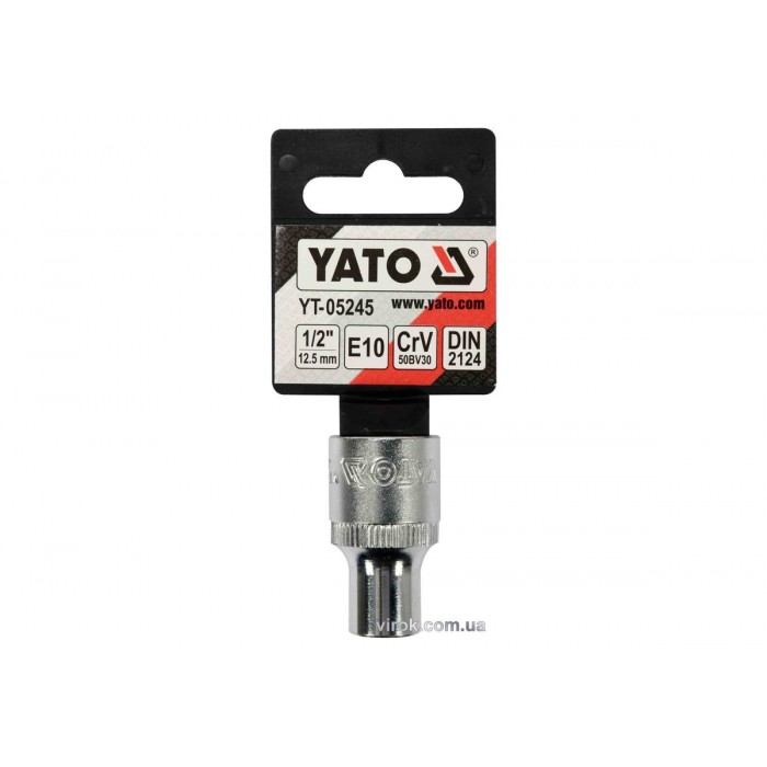 Головка торцева YATO : TORX E10, квадрат 1/2", CrV, DIN 2124 [Блістер] [6/180]