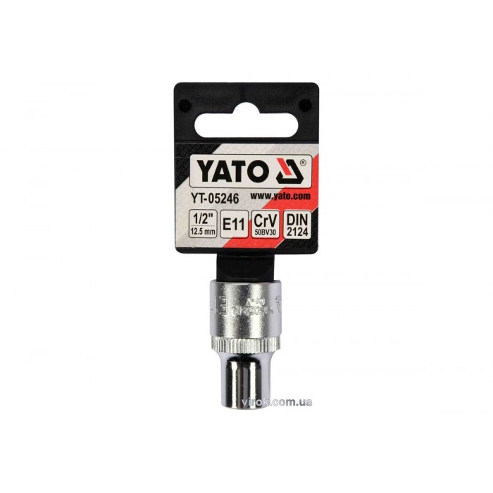 Головка торцева YATO : TORX E11, квадрат 1/2", CrV, DIN 2124 [Блістер] [6/180]