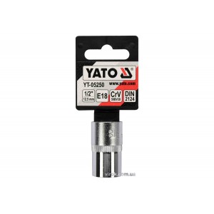 Головка торцева YATO : TORX E18, квадрат 1/2", CrV, DIN 2124 [Блістер] [6/180]