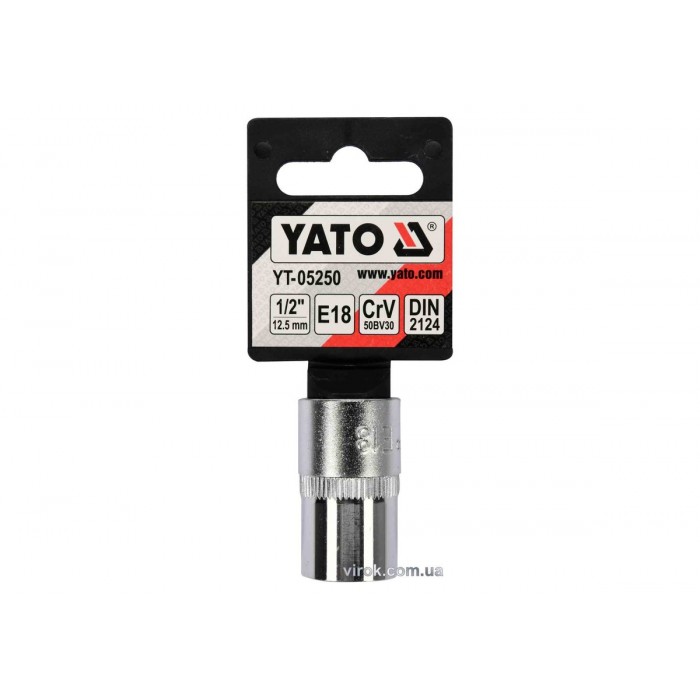 Головка торцева YATO : TORX E18, квадрат 1/2", CrV, DIN 2124 [Блістер] [6/180]