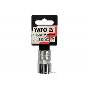 Головка торцева YATO : TORX E20, квадрат 1/2", CrV, DIN 2124 [Блістер] [6/180]