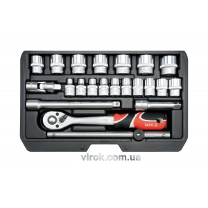 Набір головок торцевих YATO : квадрат 3/8", М= 6-22 мм, з інструментами. 22 шт. [10]