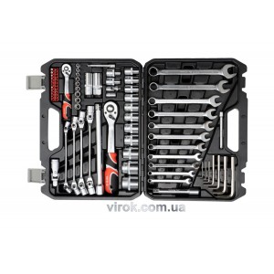 Набір головок торцевих YATO : квадрат 1/2", 1/4" з інструментами. 77 шт. [2]
