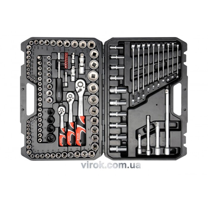 Набір головок торцевих YATO : квадрат 1/2", 3/8", 1/4" з інструментами, насадками. 120 шт. [2]