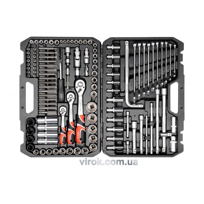 Набір головок торцевих YATO : квадрат 1/2", 3/8", 1/4" з інструментами, насадками. 128 шт. [2]