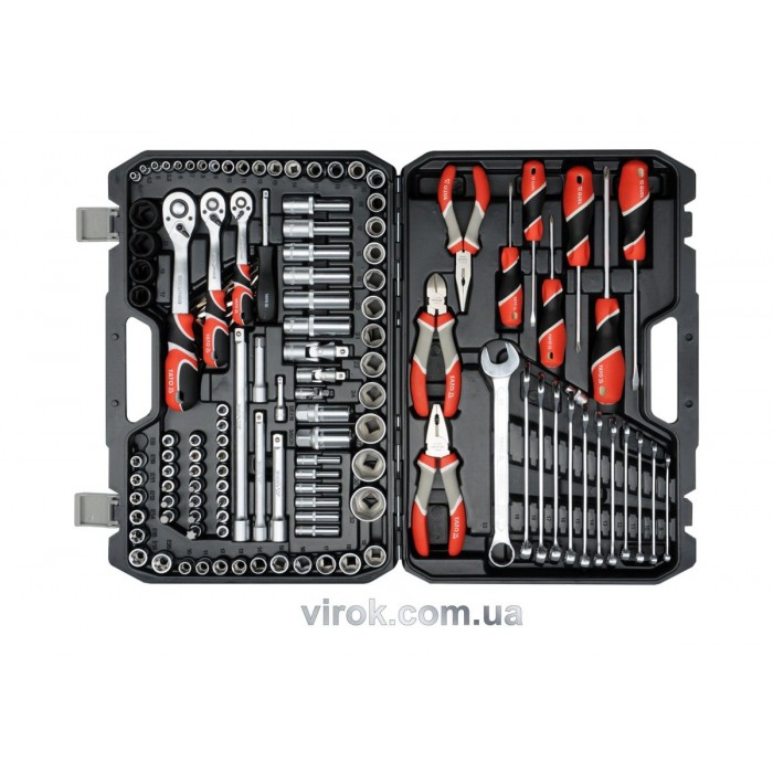 Набір головок торцевих YATO : квадрат 1/2", 3/8", 1/4" з інструментами, насадками. 129 шт. [2]