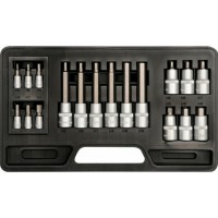 Набір головок торцевих з насадками HEX YATO: квадрат 1/2"-1/4" HEX 3-12 мм 18 Од (кейс)[10]