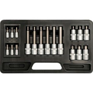 Набір головок торцевих з насадками HEX YATO: квадрат 1/2"-1/4" HEX 3-12 мм 18 Од (кейс)[10]