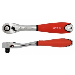 Тріщатка YATO : квадрат M=1/2"(12,7 мм), L=255 мм, з шарніром та вигнутою ручкою [6/24]