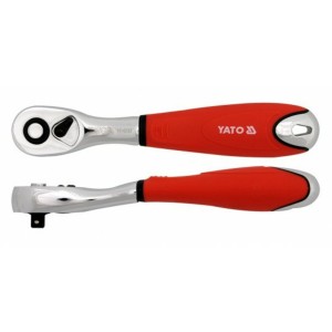 Тріщатка YATO : квадрат M=1/4"(6,3 мм), L=155 мм, з шарніром та вигнутою ручкою [12/24/96]