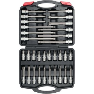 Набір головок торцевих з насадками TORX YATO до квадрату 1/2". T20-T70, l= 55-200 мм, 32 елем. [3]
