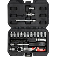 Набір головок торцевих наскрізних SPLINE YATO: квадрат 1/4", М4.5- М13 з обладунками [20]