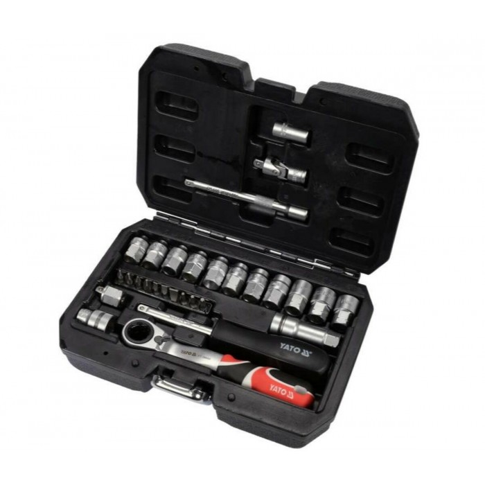 Набір головок торцевих наскрізних SPLINE YATO: квадрат 1/4", М4.5- М13 з обладунками [20]