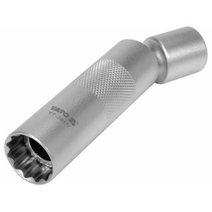 Головка торцева 12-гранна до свічок двигунів тонкостін YATO М16 з кардан приводом, квад 3/8" l=98 мм