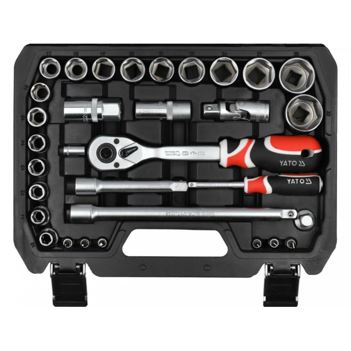 Набір головок торцевих і викруткових насадок YATO : квадрат 1/2", 1/4" з інструментами, 60 елем. [4]