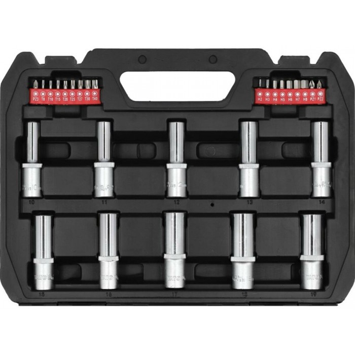 Набір головок торцевих і викруткових насадок YATO : квадрат 1/2", 1/4" з інструментами, 60 елем. [4]