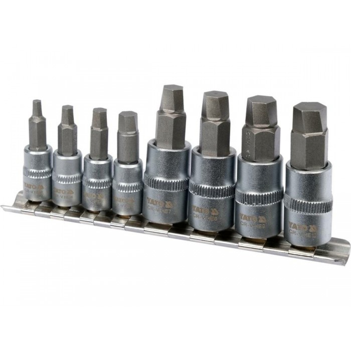 Набір естракорів гвинтів YATO торцеві з HEX спіральні квадрат 1/4" і 3/8", 8 шт