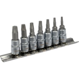 Набір естракорів гвинтів YATO торцеві з TORX спіральні квадрат 1/4", 7 шт [15]