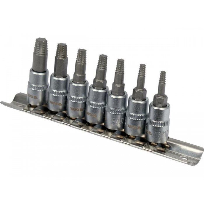Набір естракорів гвинтів YATO торцеві з TORX спіральні квадрат 1/4", 7 шт [15]
