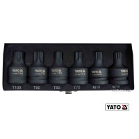 Набір насадок викруткових ударних YATO: TORX/SPLINE T70-100, M16-M18. квадрат 3/4". Cr-Mo. 6 Од [10]