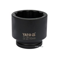 Головка торцева ударна 12-гранна YATO : квадрат 1", М= 80 мм, L= 100 мм [4]