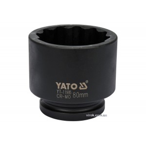 Головка торцева ударна 12-гранна YATO : квадрат 1", М= 80 мм, L= 100 мм [4]