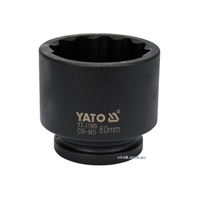 Головка торцева ударна 12-гранна YATO : квадрат 1", М= 80 мм, L= 100 мм [4]