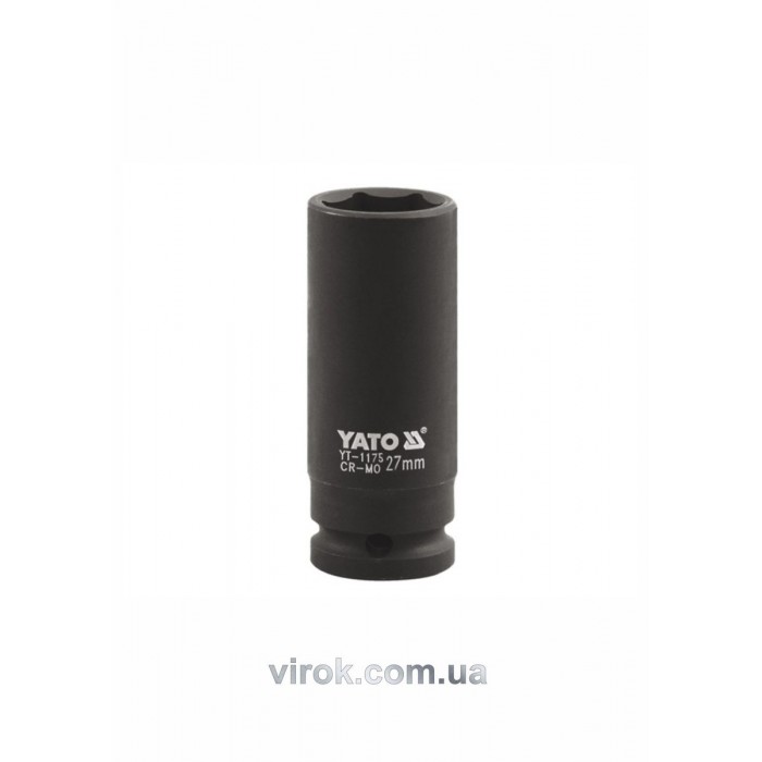Головка торцева ударна 6-гранна YATO : подовжена, квадрат 1", М= 27 мм, L= 90 мм [6/24]