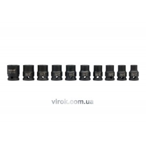 Набір головок торцевих ударних YATO : квадрат 1/2", M10-M22 мм. 10 Од. [20]