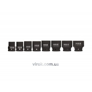 Набір головок торцевих ударних YATO : квадрат 3/4", M=22-41мм, L= 50-53-55-57 мм, 8 шт. [6]