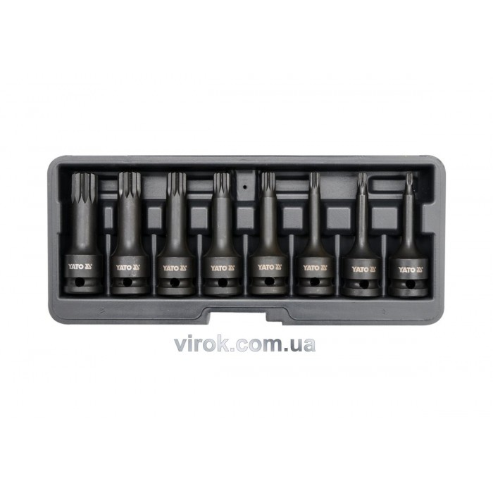 Набір насадок викруткових ударних YATO : SPLINE M5-M18. квадрат 1/2". 8 шт. [15]