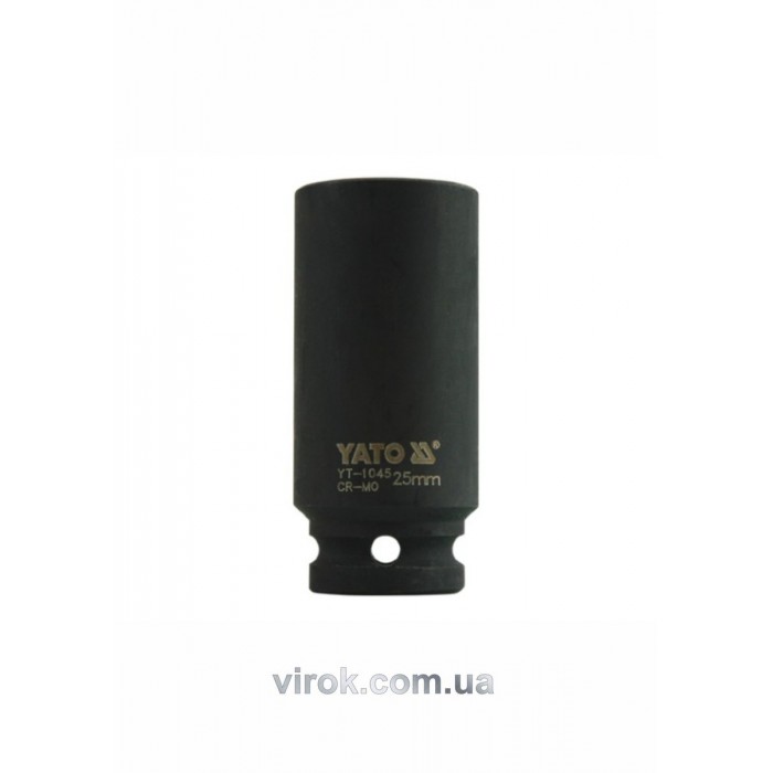 Головка торцева ударна 6-гранна YATO : подовжена, квадрат 1/2", М= 25 мм, L= 78 мм [15/60]