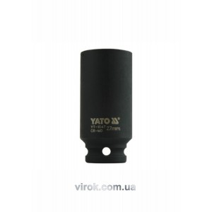 Головка торцева ударна 6-гранна YATO : подовжена, квадрат 1/2", М= 27 мм, L= 78 мм [12/48]