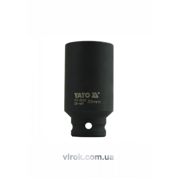 Головка торцева ударна 6-гранна YATO : подовжена, квадрат 1/2", М= 30 мм, L= 78 мм [10/40]