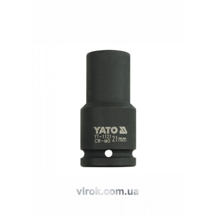Головка торцева ударна 6-гранна YATO : подовжена, квадрат 3/4", М= 21 мм, L= 90 мм [9/36]
