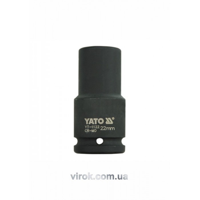 Головка торцева ударна 6-гранна YATO : подовжена, квадрат 3/4", М= 22 мм, L= 90 мм [9/36]