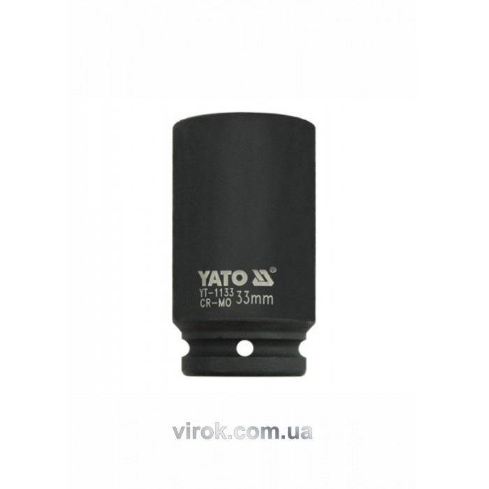 Головка торцева ударна 6-гранна YATO : подовжена, квадрат 3/4", М= 33 мм, L= 90 мм [6/24]